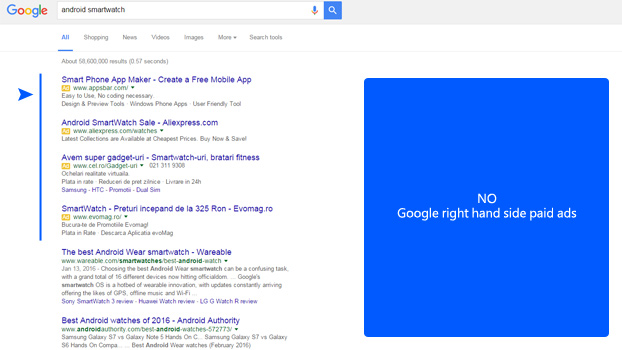 Google is removing ads from the right-hand side of search results