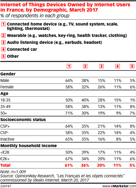 Internet of Things Devices Owned by Internet Users in France